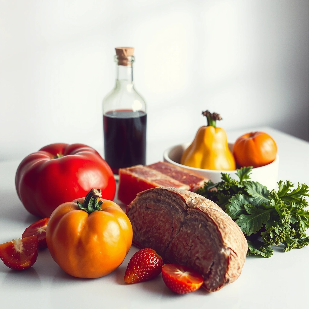 Frische, architektonisch arrangierte Lebensmittel